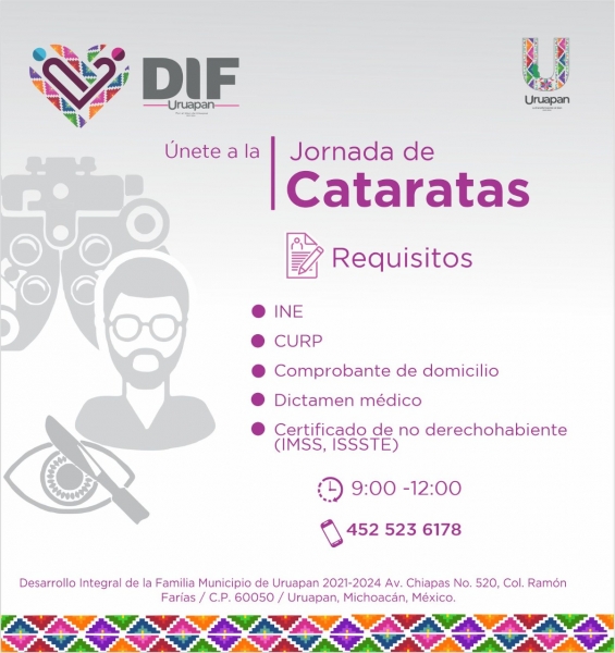 DIF municipal invita a Jornada de Cirugía de Cataratas