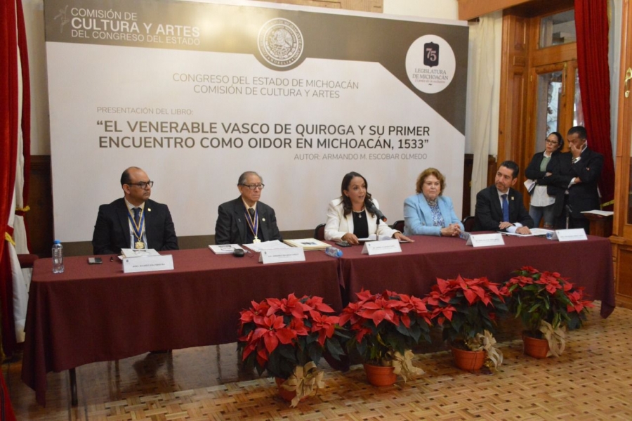 Presenta 75 Legislatura, obra dedicada a Vasco de Quiroga y a su Primer Encuentro como Oidor de Michoacán