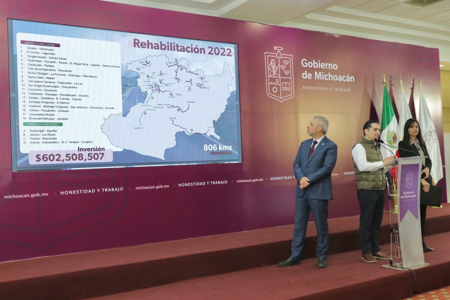 Gobierno de Michoacán rehabilitó 806 kilómetros de carreteras en 2022