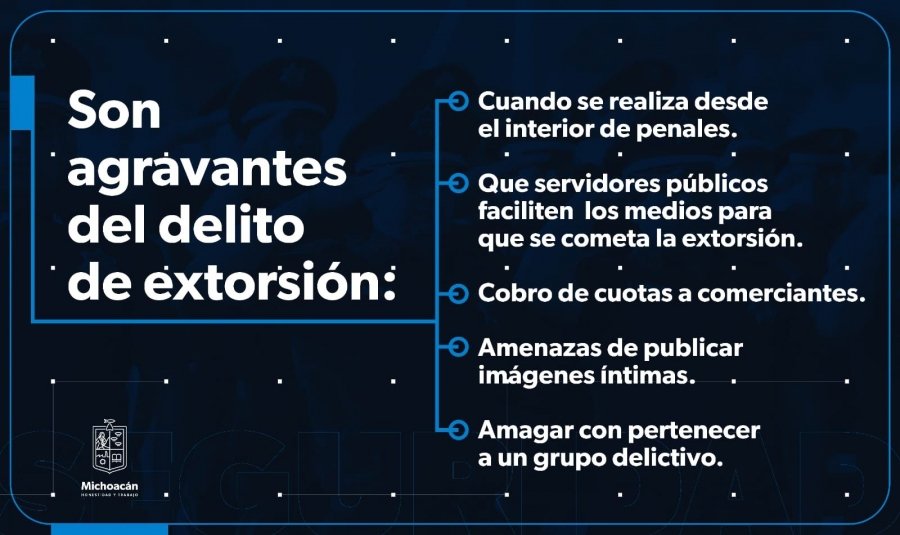 Conoce las nuevas agravantes para castigar la extorsión en Michoacán